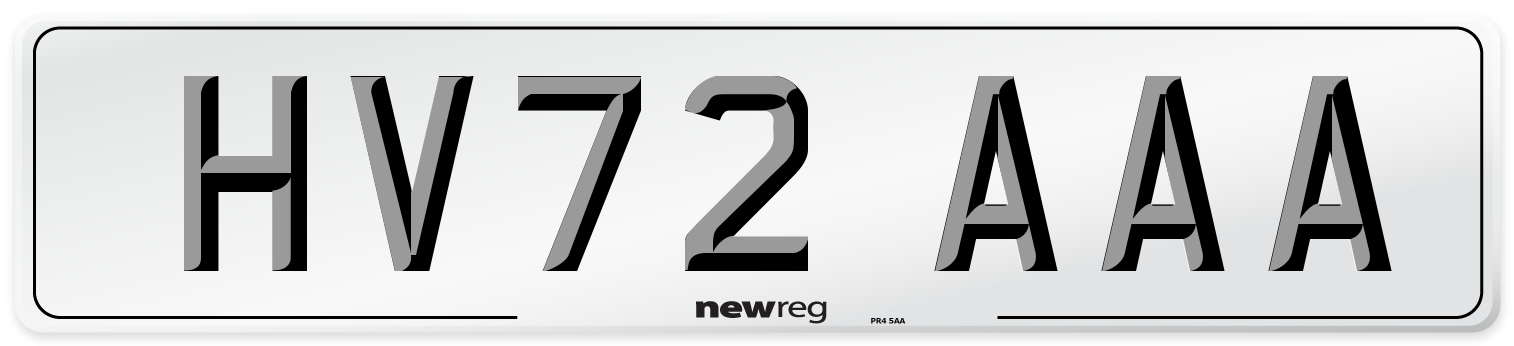HV72 AAA Number Plate from New Reg